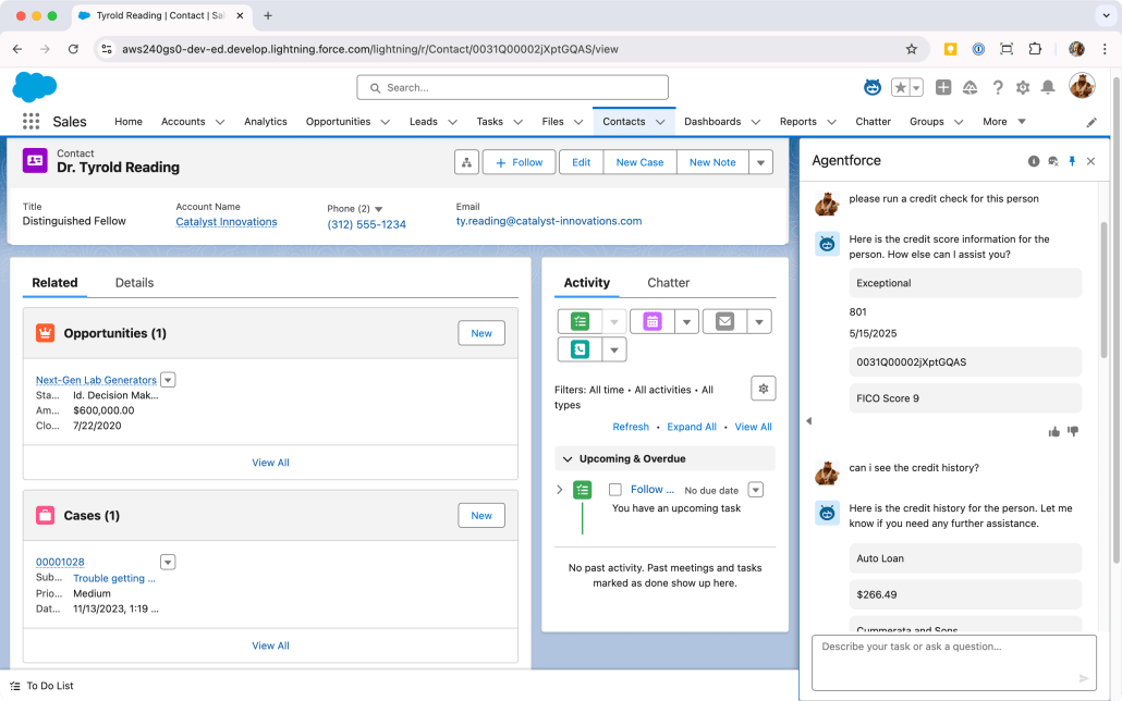 Screenshot of a Credit Score Agent